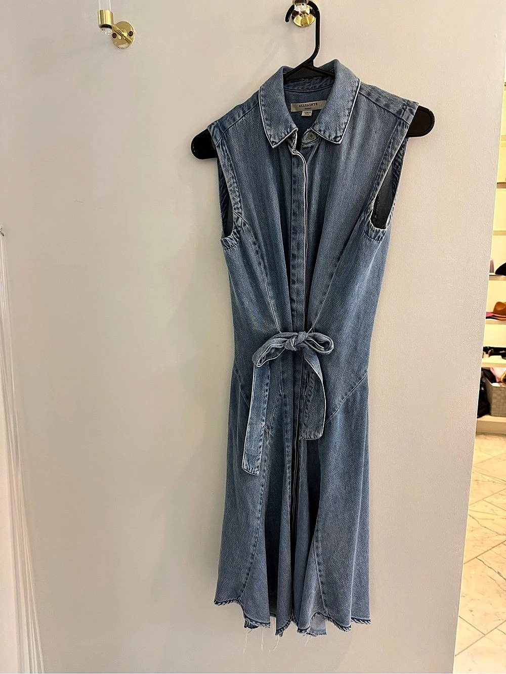 AllSaints Blair Denim Dress in Blue Size Small